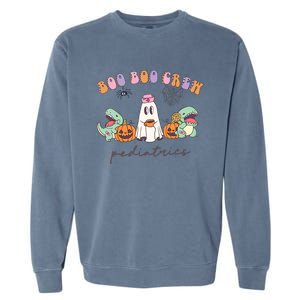 Boo Boo Crew Pediatrics Nurse Dinosaur Halloween Peds Crew Garment-Dyed Sweatshirt