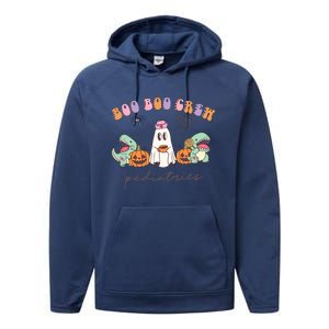 Boo Boo Crew Pediatrics Nurse Dinosaur Halloween Peds Crew Performance Fleece Hoodie