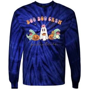 Boo Boo Crew Pediatrics Nurse Dinosaur Halloween Peds Crew Tie-Dye Long Sleeve Shirt