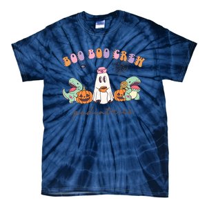 Boo Boo Crew Pediatrics Nurse Dinosaur Halloween Peds Crew Tie-Dye T-Shirt