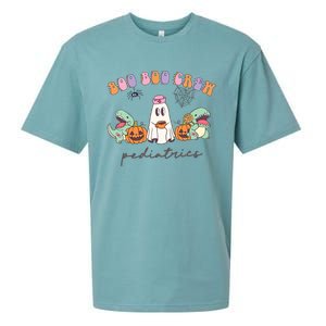 Boo Boo Crew Pediatrics Nurse Dinosaur Halloween Peds Crew Sueded Cloud Jersey T-Shirt