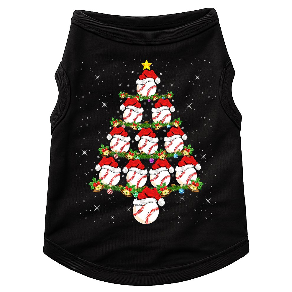 Baseball Ball Christmas Santa Love Lights Xmas Boys Doggie Tank