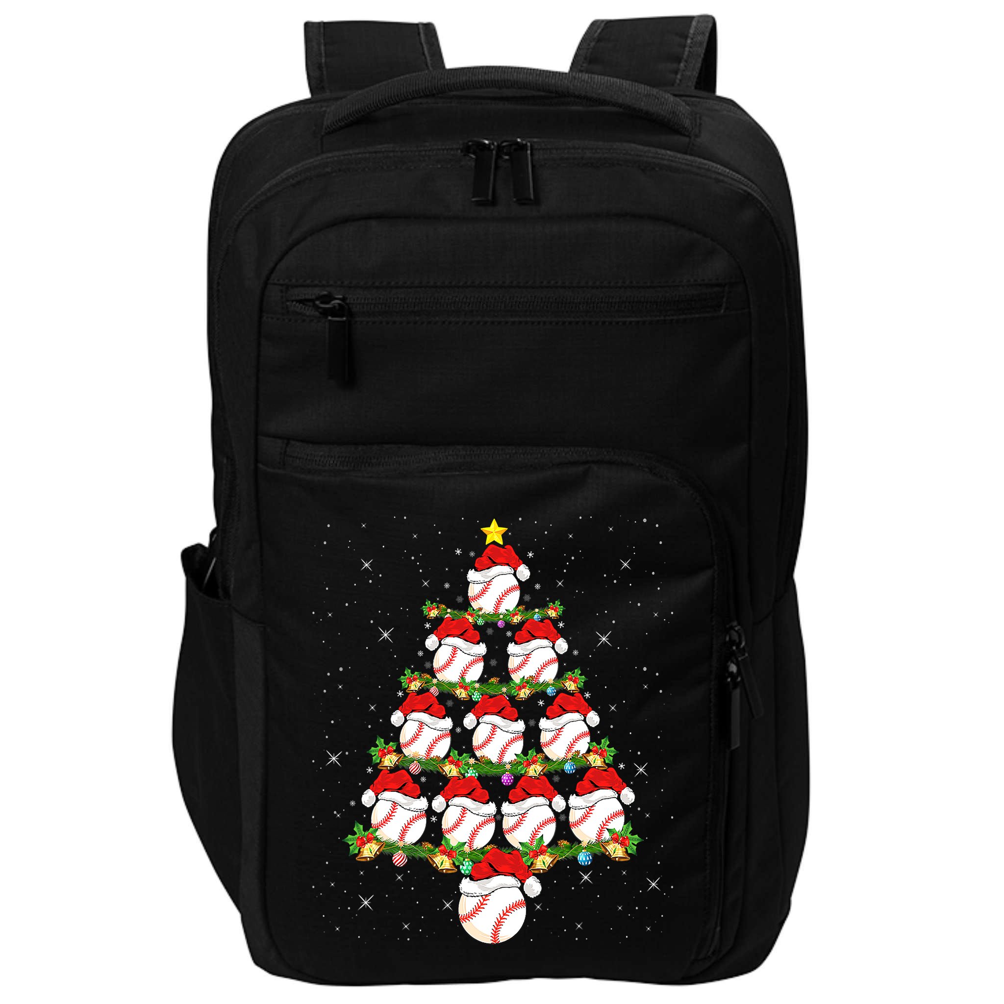 Baseball Ball Christmas Santa Love Lights Xmas Boys Impact Tech Backpack