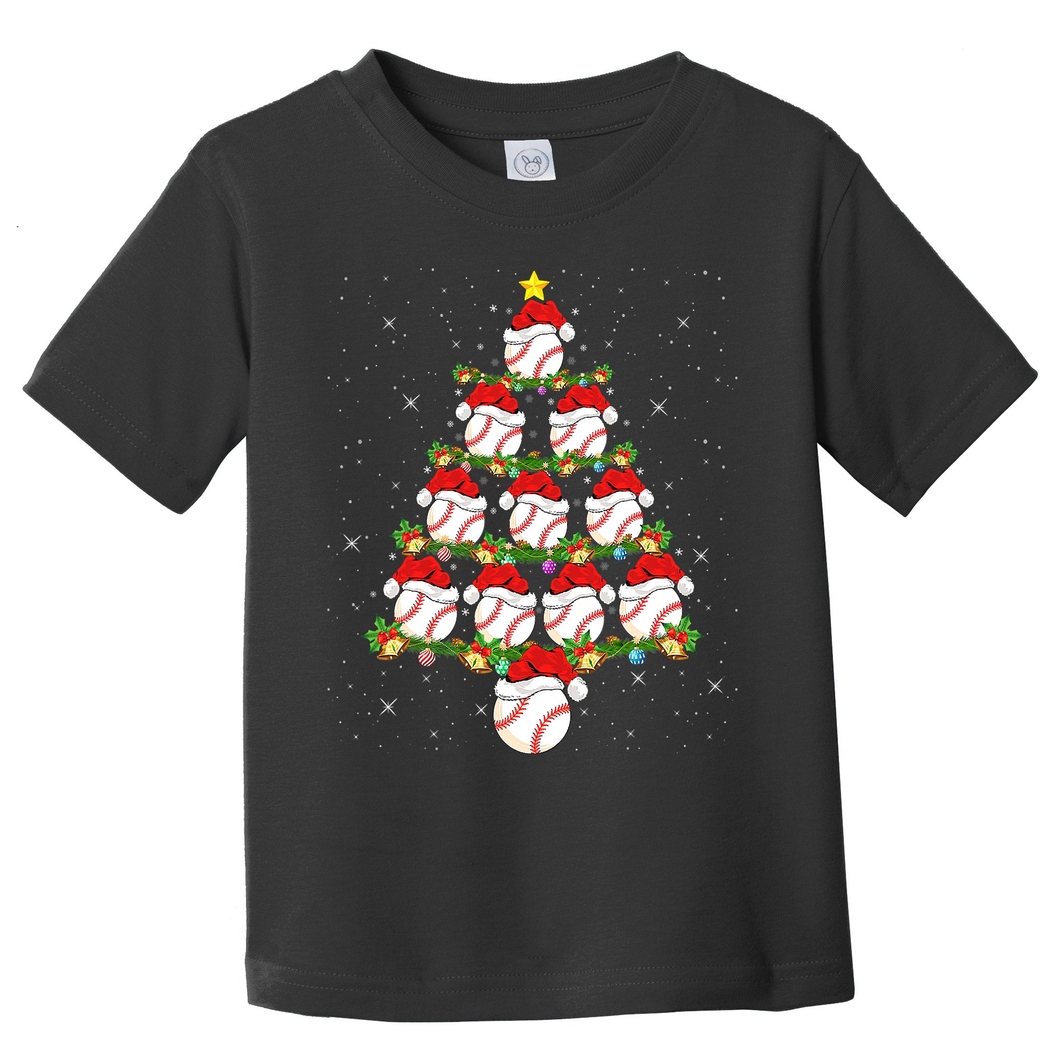 Baseball Ball Christmas Santa Love Lights Xmas Boys Toddler T-Shirt