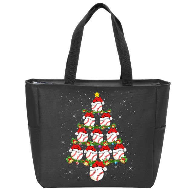 Baseball Ball Christmas Santa Love Lights Xmas Boys Zip Tote Bag