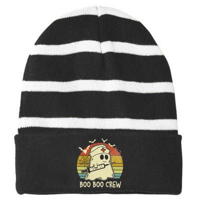 boo boo crew nurse halloween nurse costume out Striped Beanie with Solid Band