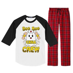 Boo Boo Crew Nurse Halloween CRNA Nurse For Women Raglan Sleeve Pajama Set