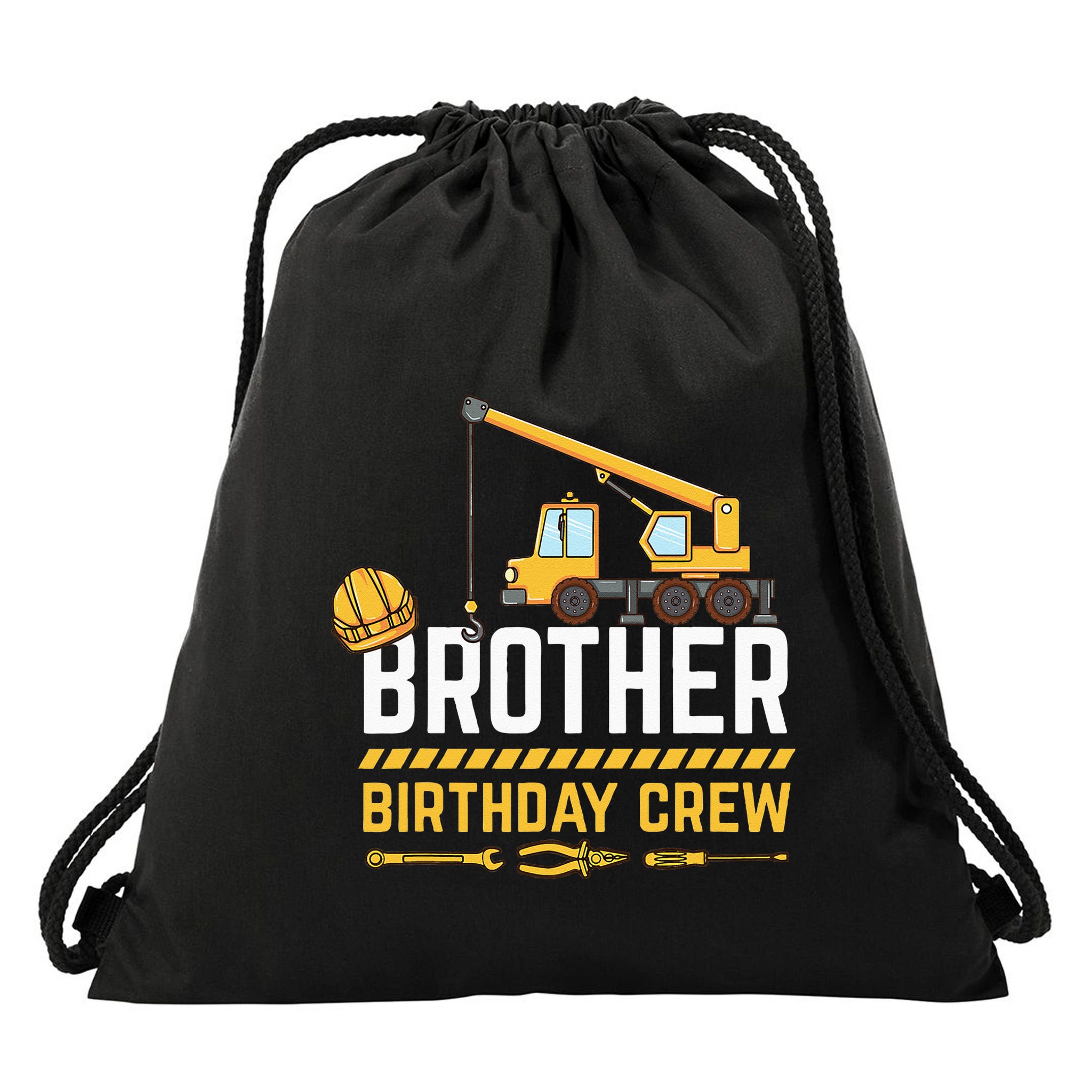 Brother Birthday Crew Construction Birthday Drawstring Bag