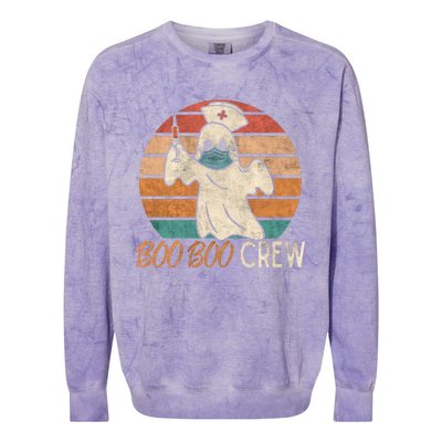 Boo Boo Crew Ghost Nurse Halloween Costume Nurses RN Vintage Colorblast Crewneck Sweatshirt