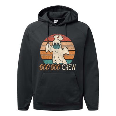 Boo Boo Crew Ghost Nurse Halloween Costume Nurses RN Vintage Performance Fleece Hoodie