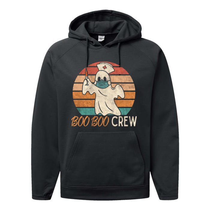 Boo Boo Crew Ghost Nurse Halloween Costume Nurses RN Vintage Performance Fleece Hoodie