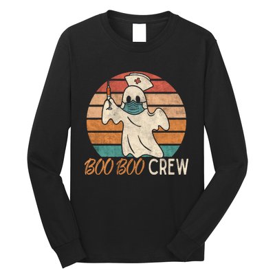 Boo Boo Crew Ghost Nurse Halloween Costume Nurses RN Vintage Long Sleeve Shirt