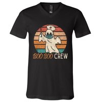 Boo Boo Crew Ghost Nurse Halloween Costume Nurses RN Vintage V-Neck T-Shirt