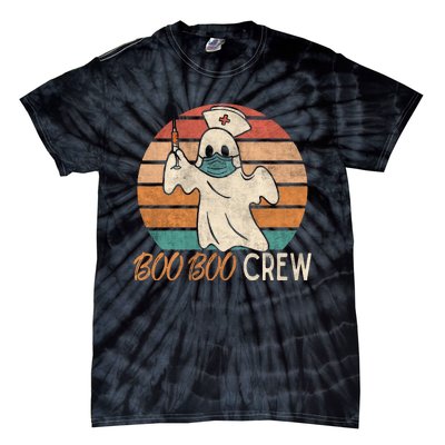 Boo Boo Crew Ghost Nurse Halloween Costume Nurses RN Vintage Tie-Dye T-Shirt