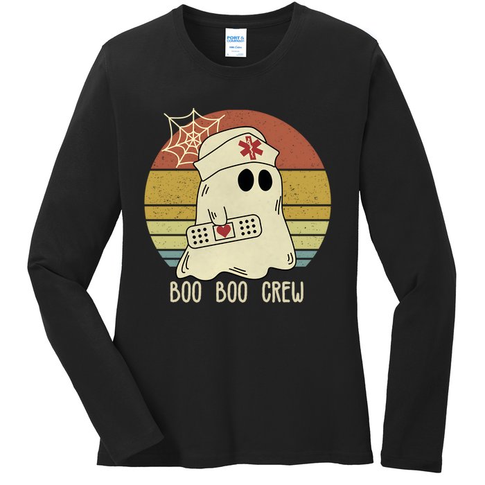 Boo Boo Crew Nurse Halloween Nurse Ladies Long Sleeve Shirt