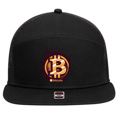 Bitcoin BTC Crypto Cryptocurrency Trader 7 Panel Mesh Trucker Snapback Hat