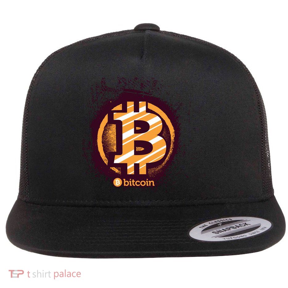 Bitcoin BTC Crypto Cryptocurrency Trader Flat Bill Trucker Hat