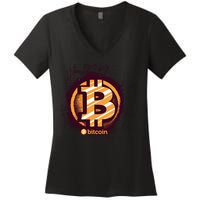 Bitcoin BTC Crypto Cryptocurrency Trader Women's V-Neck T-Shirt