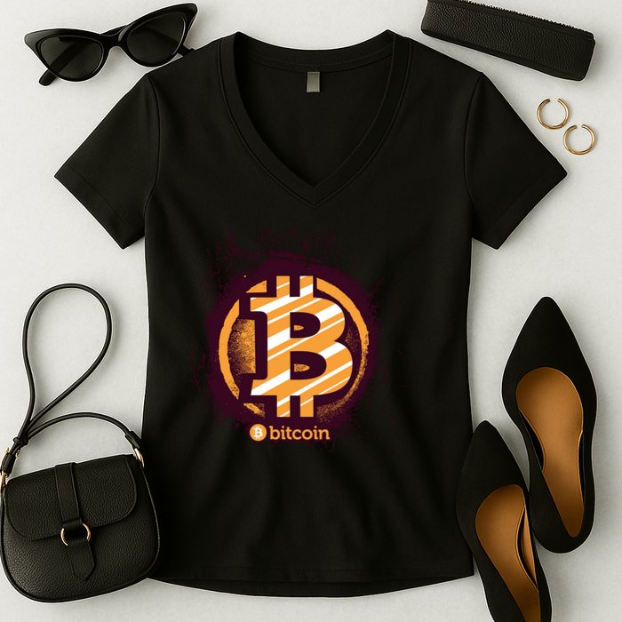 Bitcoin BTC Crypto Cryptocurrency Trader Women's V-Neck T-Shirt