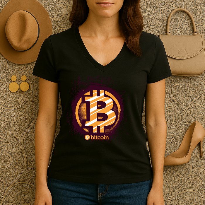 Bitcoin BTC Crypto Cryptocurrency Trader Women's V-Neck T-Shirt