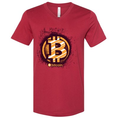 Bitcoin BTC Crypto Cryptocurrency Trader V-Neck T-Shirt