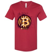 Bitcoin BTC Crypto Cryptocurrency Trader V-Neck T-Shirt