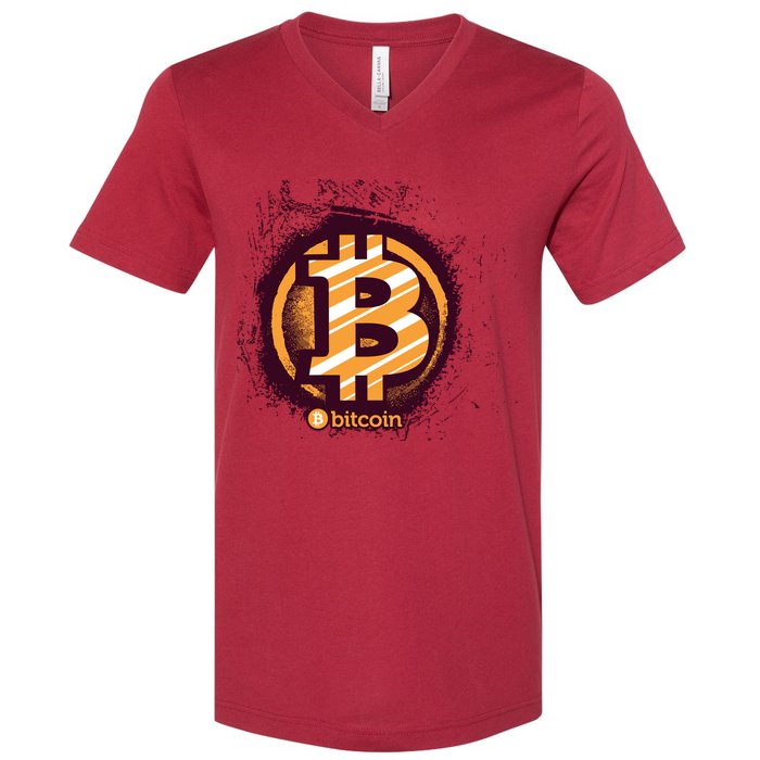 Bitcoin BTC Crypto Cryptocurrency Trader V-Neck T-Shirt