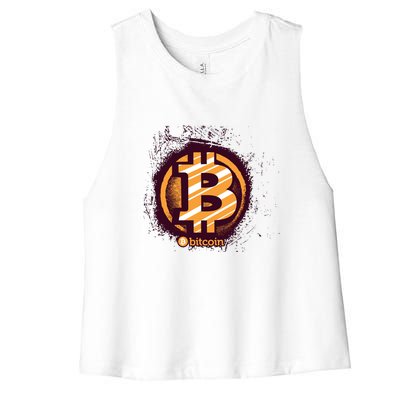 Bitcoin BTC Crypto Cryptocurrency Trader Women's Racerback Cropped Tank