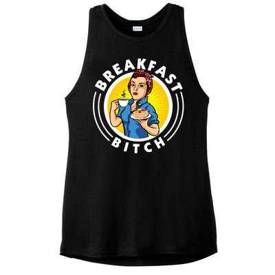 Breakfast Bitch Cute Gift Ladies PosiCharge Tri-Blend Wicking Tank