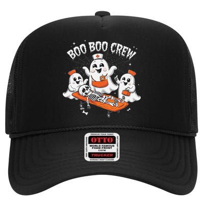 Boo Boo Crew Ghost Halloween Doctor Paramedic Emt Nurse High Crown Mesh Back Trucker Hat