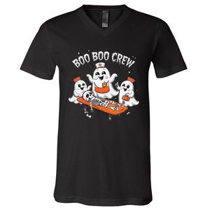 Boo Boo Crew Ghost Halloween Doctor Paramedic Emt Nurse V-Neck T-Shirt