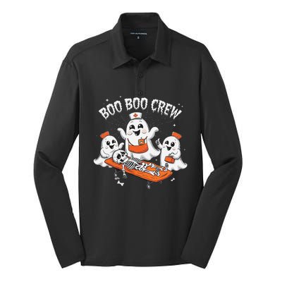 Boo Boo Crew Ghost Halloween Doctor Paramedic Emt Nurse Silk Touch Performance Long Sleeve Polo