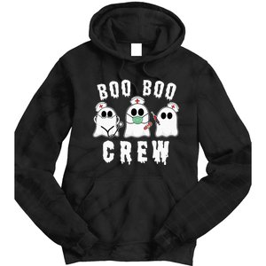 Boo Boo Crew Funny Nurse Halloween Ghost Costume Tie Dye Hoodie