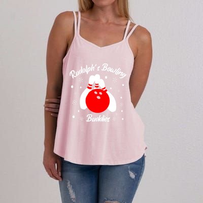 Bowling Buddies Christmas Funny Bowling Lover Xmas Bowler Meaningful Gift Women's Strappy Tank