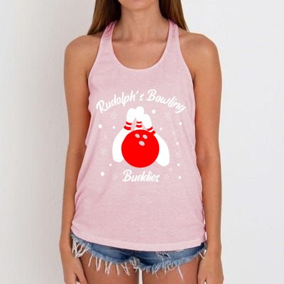 Bowling Buddies Christmas Funny Bowling Lover Xmas Bowler Meaningful Gift Women's Knotted Racerback Tank