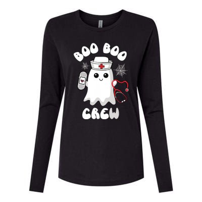 Boo Boo Crew Cute Nurse Ghost Funny Halloween Womens Cotton Relaxed Long Sleeve T-Shirt