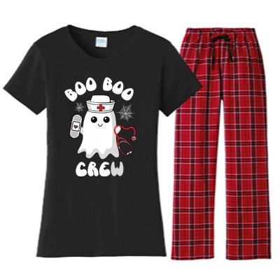 Boo Boo Crew Cute Nurse Ghost Funny Halloween Women's Flannel Pajama Set