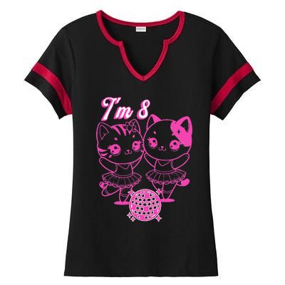 Ballerina Birthday Cat IM 8 Dance Party Ladies Halftime Notch Neck Tee