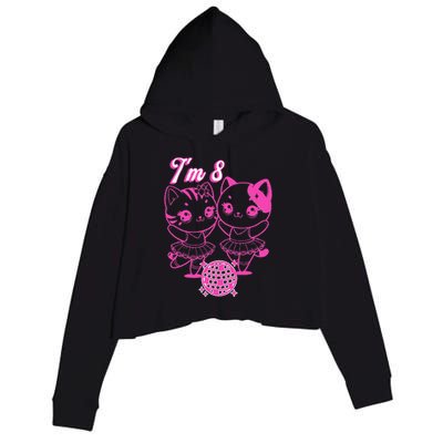 Ballerina Birthday Cat IM 8 Dance Party Crop Fleece Hoodie