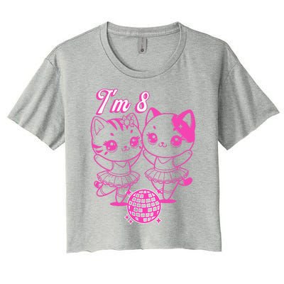 Ballerina Birthday Cat IM 8 Dance Party Women's Crop Top Tee