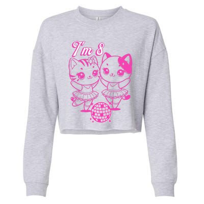 Ballerina Birthday Cat IM 8 Dance Party Cropped Pullover Crew