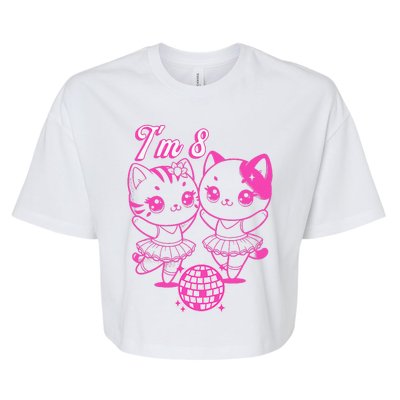 Ballerina Birthday Cat IM 8 Dance Party Bella+Canvas Jersey Crop Tee