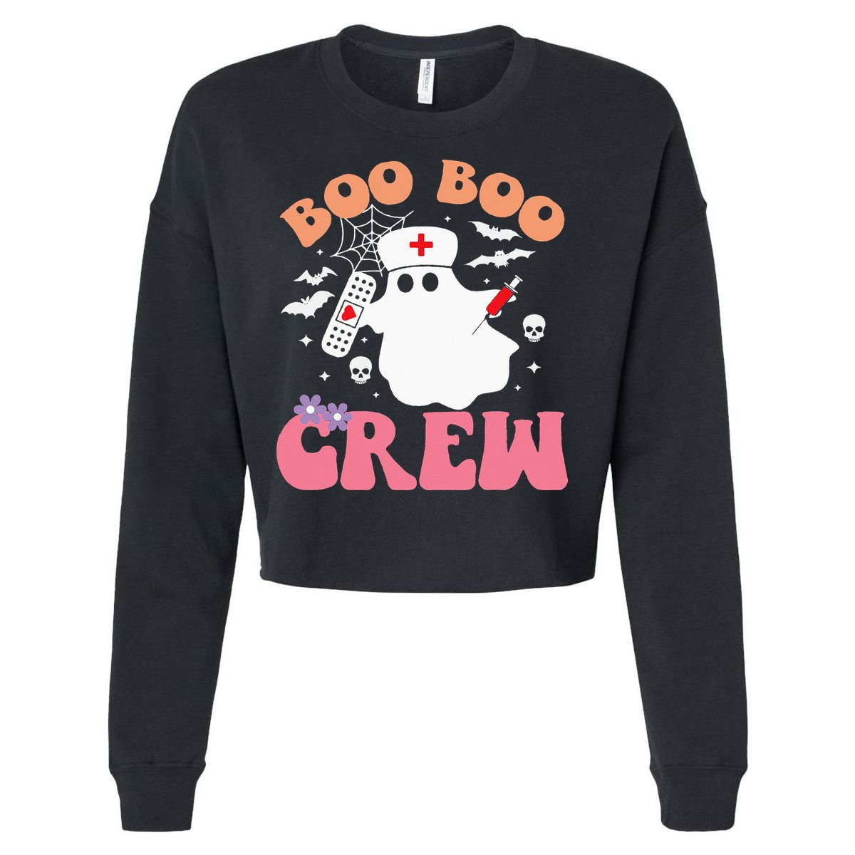 Boo Boo Crew quote Nurse cool Halloween Nurse Costume Cropped Pullover Crew