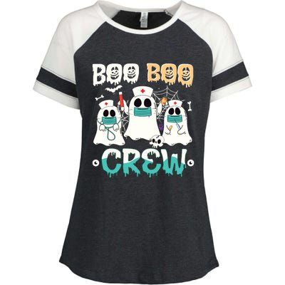 Boo Boo Crew Nurse Halloween Ghost Costume Enza Ladies Jersey Colorblock Tee