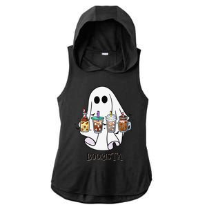 Boorista Boo Coffee Halloween Spooky Ghost Coffee Barista Ladies PosiCharge Tri-Blend Wicking Draft Hoodie Tank