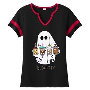 Boorista Boo Coffee Halloween Spooky Ghost Coffee Barista Ladies Halftime Notch Neck Tee