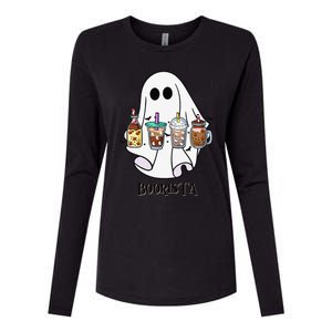 Boorista Boo Coffee Halloween Spooky Ghost Coffee Barista Womens Cotton Relaxed Long Sleeve T-Shirt