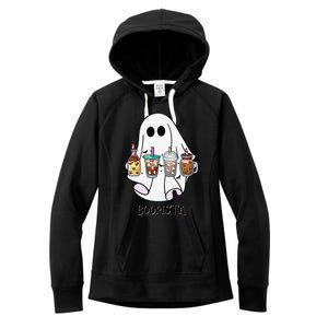 Boorista Boo Coffee Halloween Spooky Ghost Coffee Barista Women's Fleece Hoodie