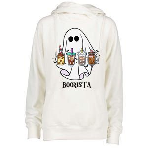 Boorista Boo Coffee Halloween Spooky Ghost Coffee Barista Womens Funnel Neck Pullover Hood