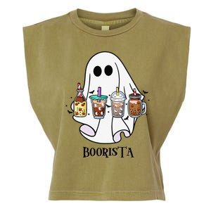 Boorista Boo Coffee Halloween Spooky Ghost Coffee Barista Garment-Dyed Women's Muscle Tee